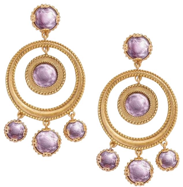 Tory Burch Nwot Purple Crystal Statement Earrings 