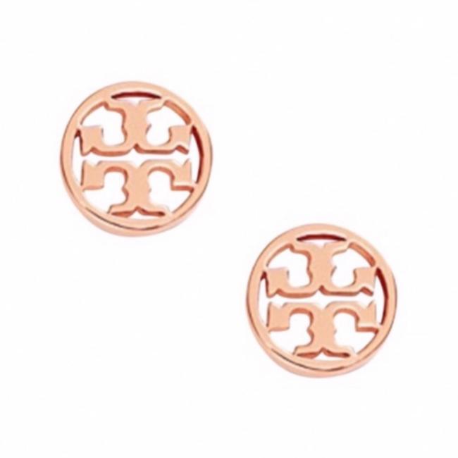 Tory Burch Circle Logo Rose Gold Earrings 