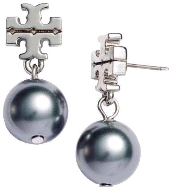 Tory Burch Logo Pearl Drop Earrings 