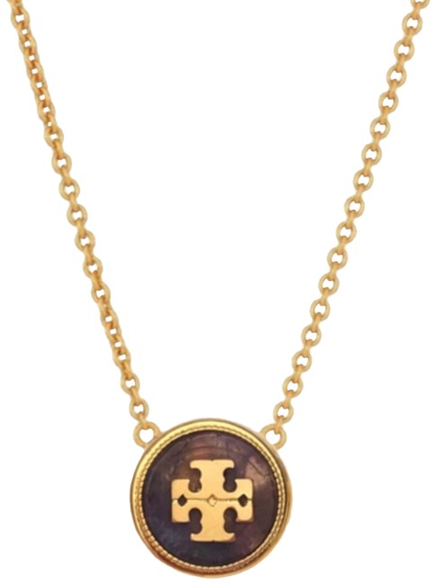 Tory Burch Semiprecious Logo Stone Necklace 