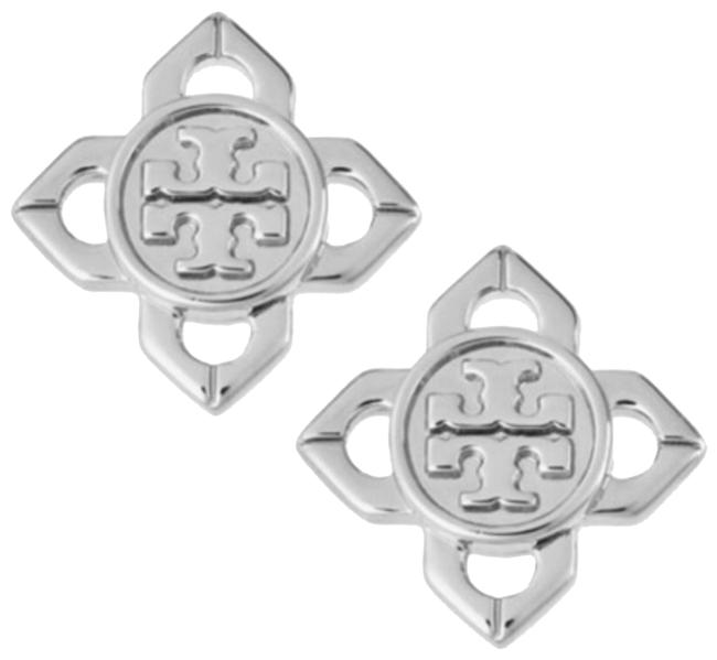 Tory Burch Silver Babylon Logo Earrings 