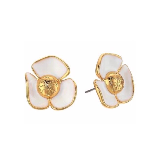Tory Burch White Fleur Earrings 