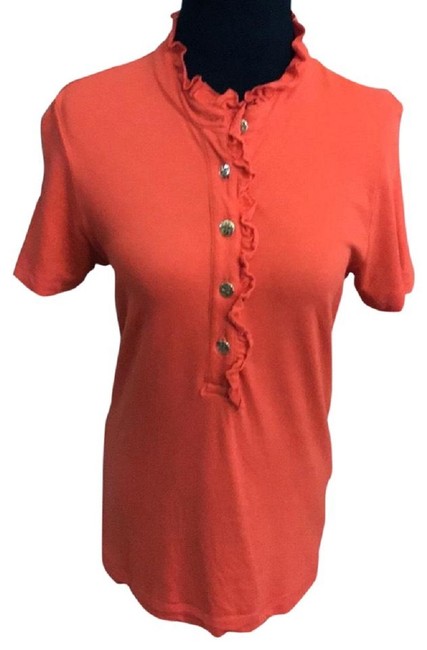 Tory Burch Orange Lidia Polo Tee Shirt  