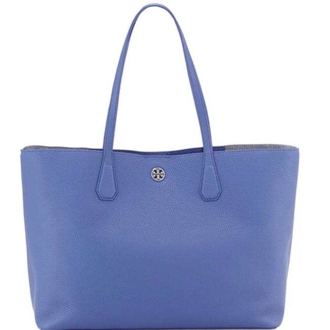 Tory Burch Perry Blue Leather Tote 