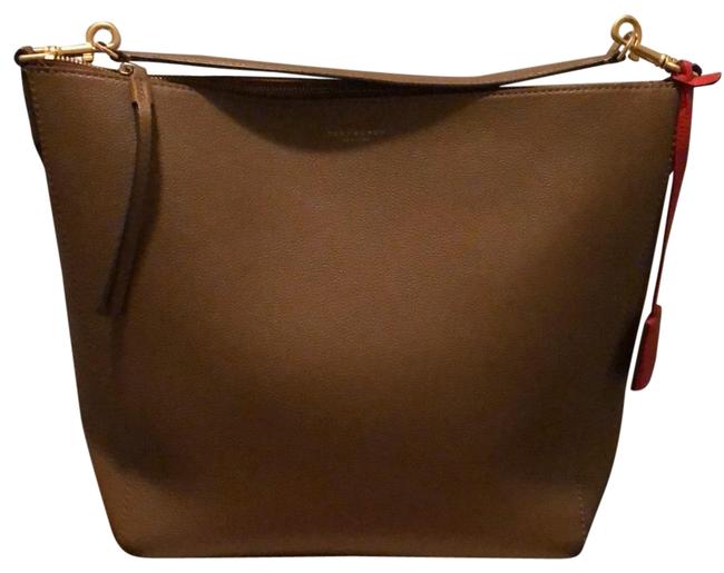 Tory Burch Perry Brown Pebbled Leather Hobo Bag 