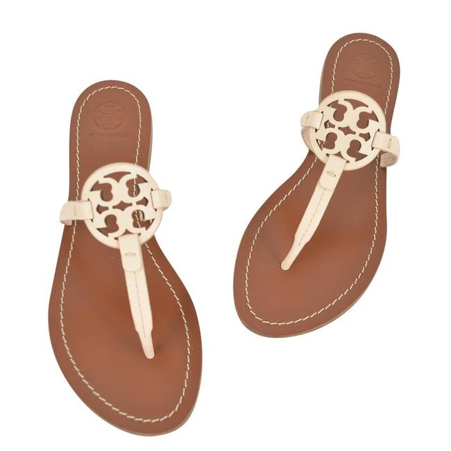 Tory Burch Pink 95m Gabriel Veg Leather Flat Sandals 5 