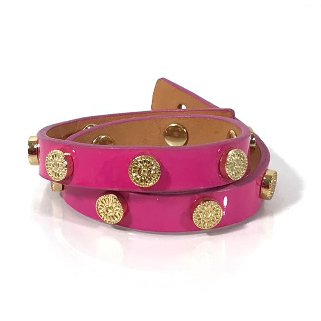 Tory Burch Pink New Double Wrap Patent Leather Bracelet 