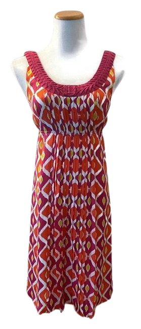 Tory Burch Pink Pleated Geometric Short Casual Dress