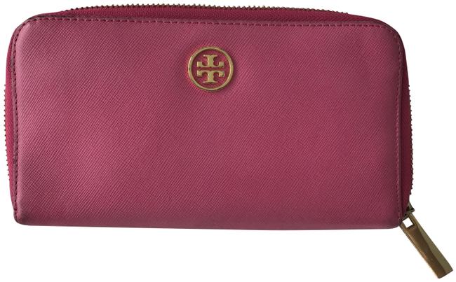Tory Burch Pink Robinson Leather Ziparound Wallet 
