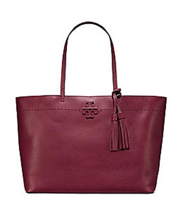 Tory Burch Port Imperial Garnet Mcgraw Burgundy Leather Tote 