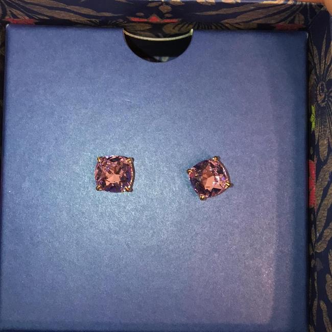 Tory Burch PurpleGold Stud Set Crystal Earrings 