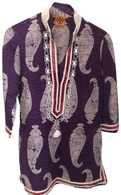 Tory Burch Purple Red White Paisley TunicS 
