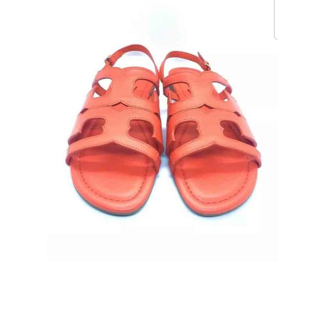Tory Burch Red Serif Leather Logo Poppy Sandals