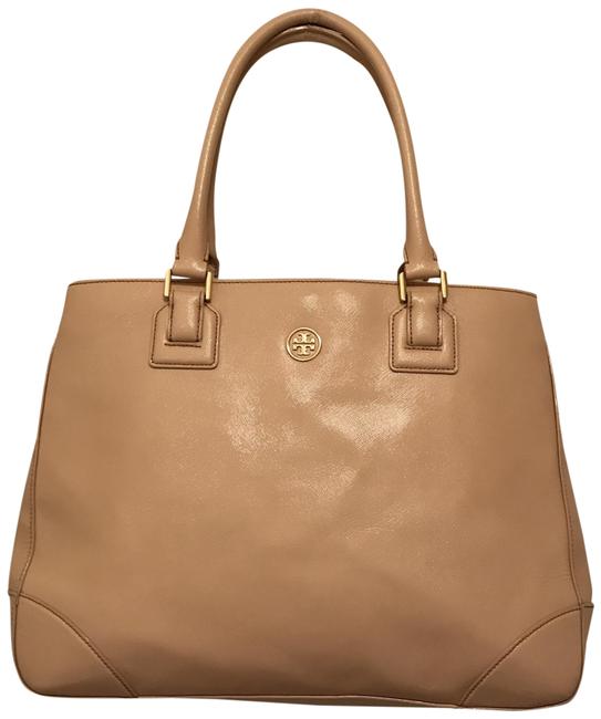 Tory Burch Robinson Large Saffiano Blush Pink Gold Leather Tote 