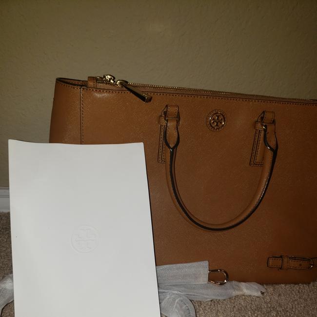 Tory Burch Robinson Multi Large Tigers Eye Saffiano Leather Tote 