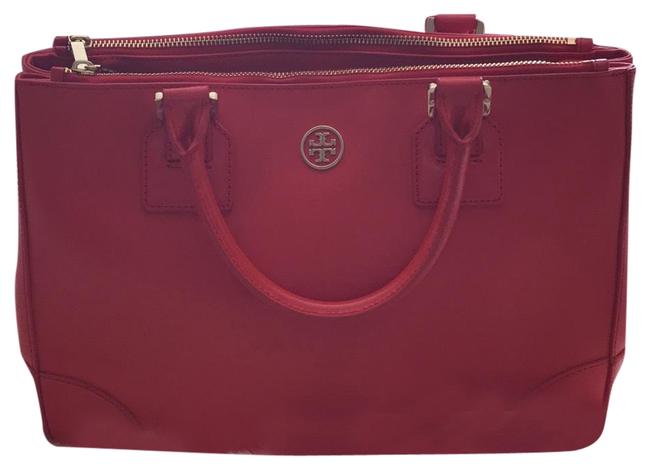 Tory Burch Robinson Orange Coral Saffiano Leather Cross Body Bag 