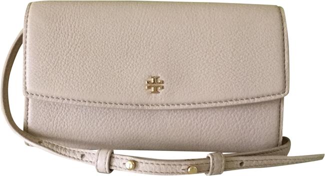 Tory Burch Robinson Pebbled Mini Flap Wallet Light Oak Leather Clutch 