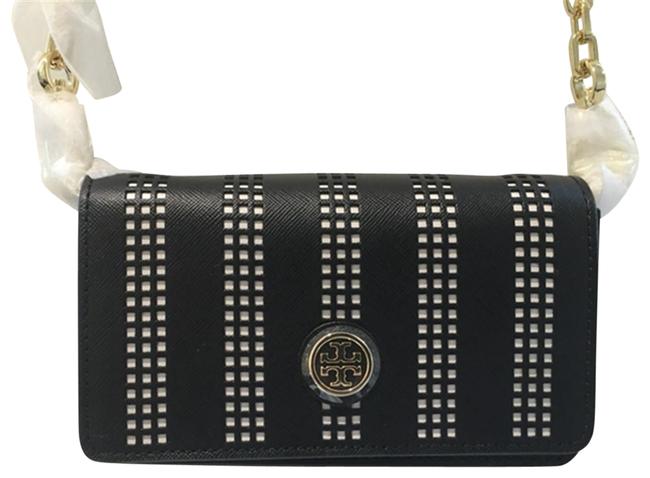 Tory Burch Robinson Perforated Mini Chain 51149298 Black Leather Shoulder Bag 