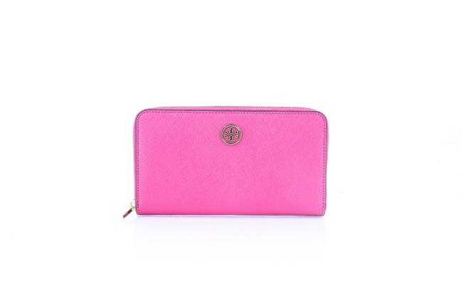 Tory Burch Robinson * Zip Continental Dark Peony Wallet 