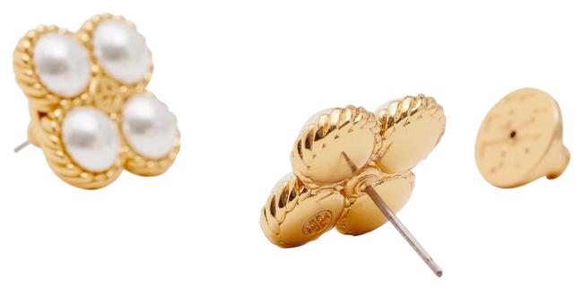 Tory Burch Rope Clover Pearl Studs Earrings 