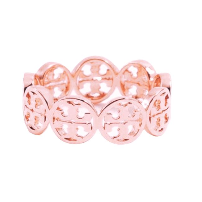 Tory Burch Rose Gold Frozen Logo Ring 