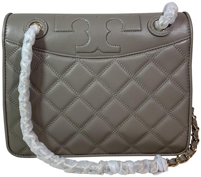 Tory Burch Savannah Gray Quilted Leather Shoulder Bag 
