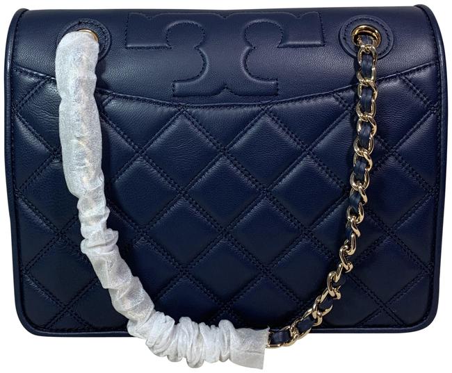 Tory Burch Savannah Navy Quilted Leather Shoulder Bag 