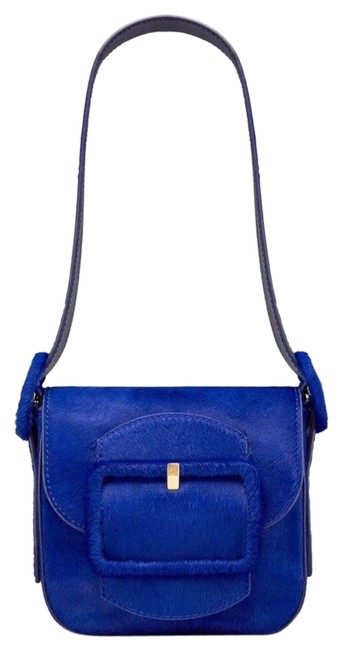 Tory Burch Sawyer Mini Genuine Blue Calf Hair Shoulder Bag 