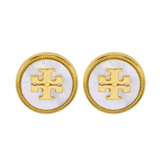 Tory Burch Semiprecious Stone Logo Earrings 