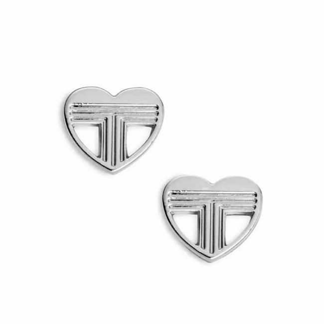 Tory Burch Silver Adeline Fret Earrings 