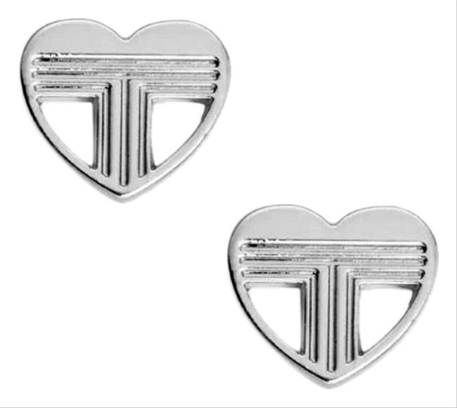 Tory Burch Silver Adeline Fret Logo Earrings 