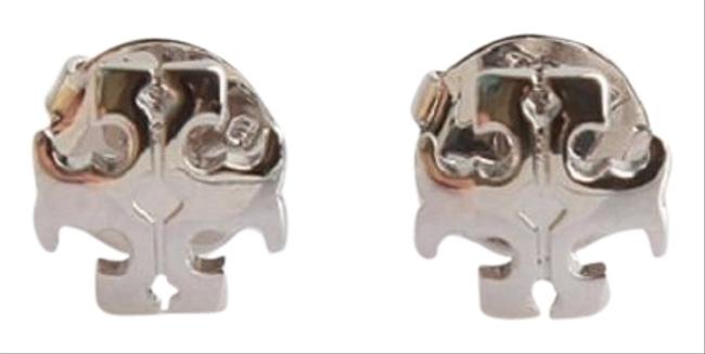 Tory Burch Silver Kira Stud Small Logo Earrings 