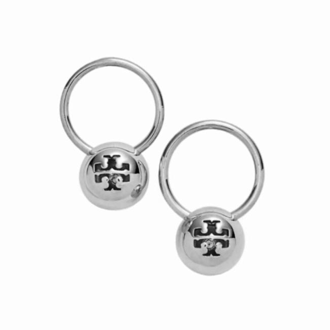 Tory Burch Silver Logo Bead Earrings 