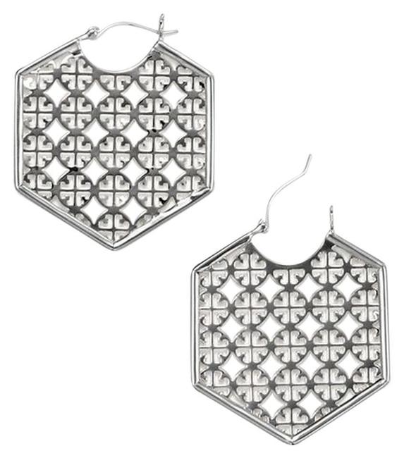 Tory Burch Silver Perforated Earrings 