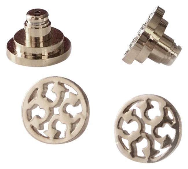 Tory Burch Silver Small Circle Logo Studs Earrings 