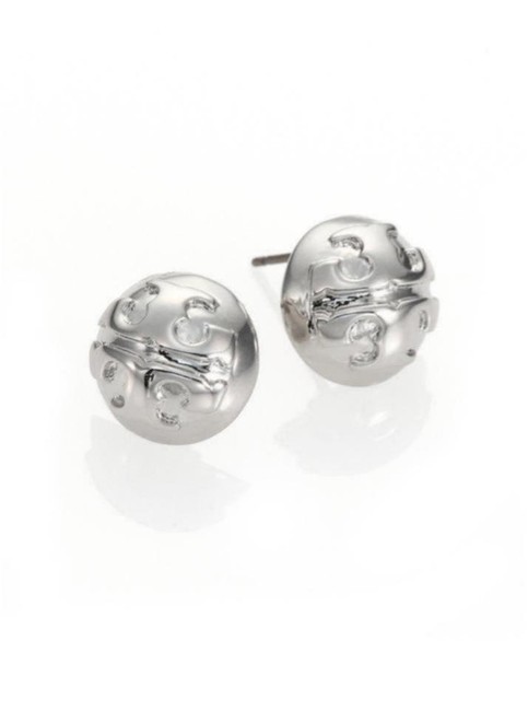 Tory Burch Silver Stud Medallion Dome Earrings 