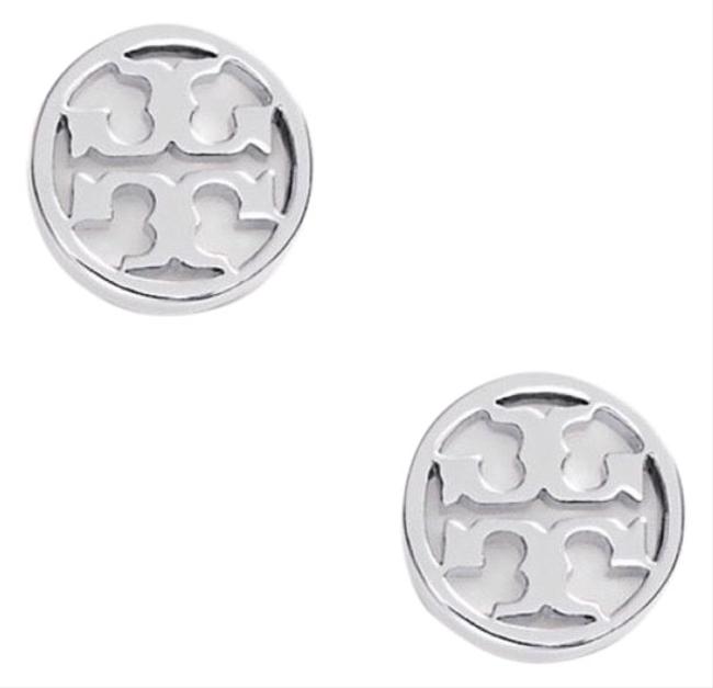 Tory Burch Silver Stud New Logo?circle Earrings 