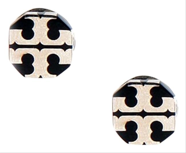 Tory Burch Silver Stud T Stretched Logo Earrings 