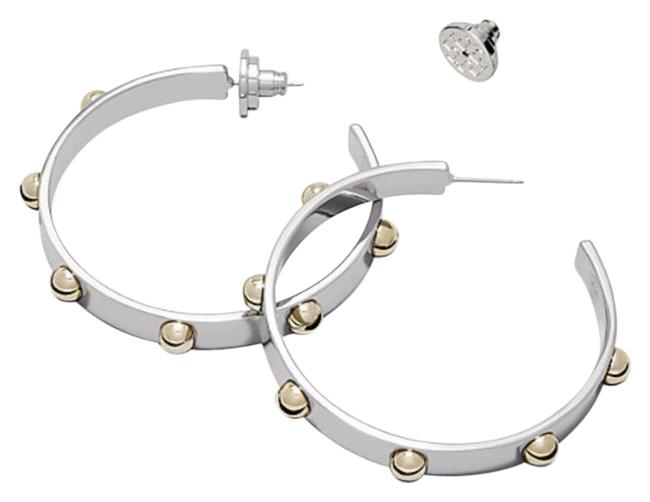Tory Burch Silver Studded Hoop Earrings 