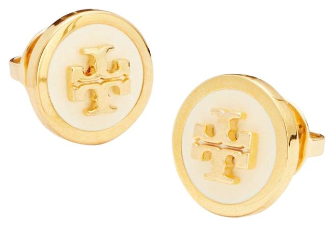 Tory Burch Stud Enameled Raised logo Earrings 