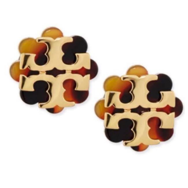 Tory Burch Stud Flower Flower Resin Logo Earrings 