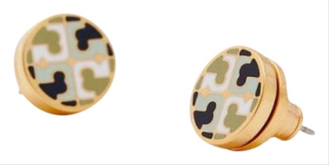 Tory Burch Stud Multi enamel Logo Circle Earrings 