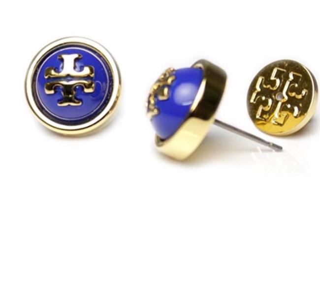 Tory Burch Stud Nwt Logo Blue Earrings 