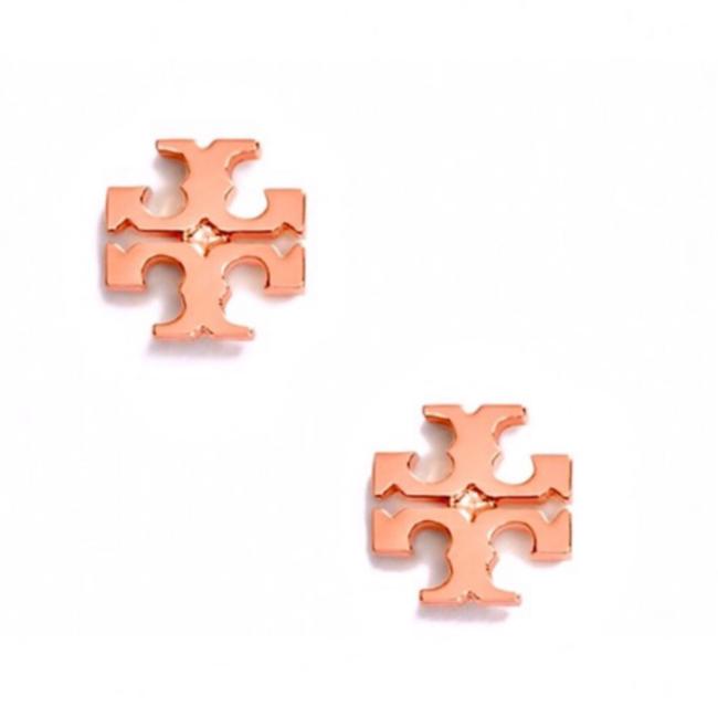 Tory Burch Stud Rose Gold Logo Earrings 
