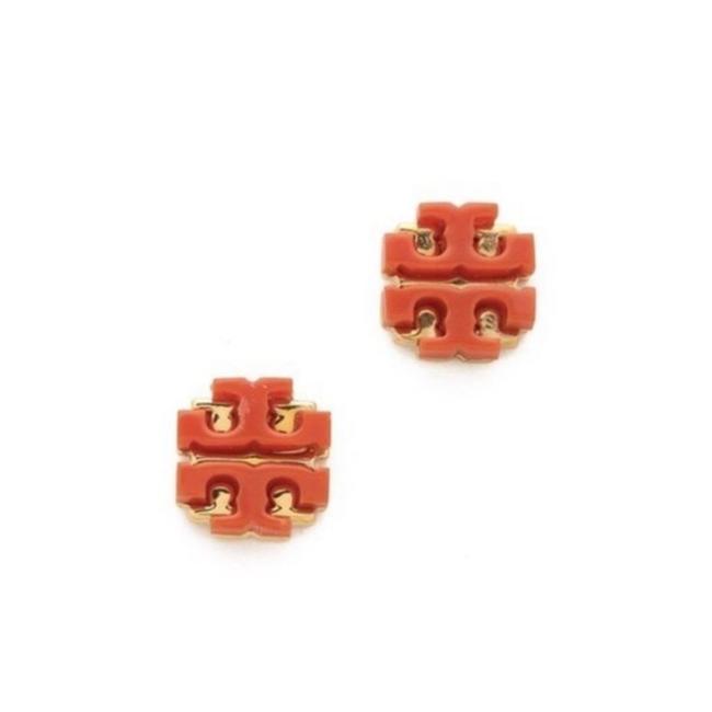 Tory Burch Stud T Enamel Large Logo Earrings 