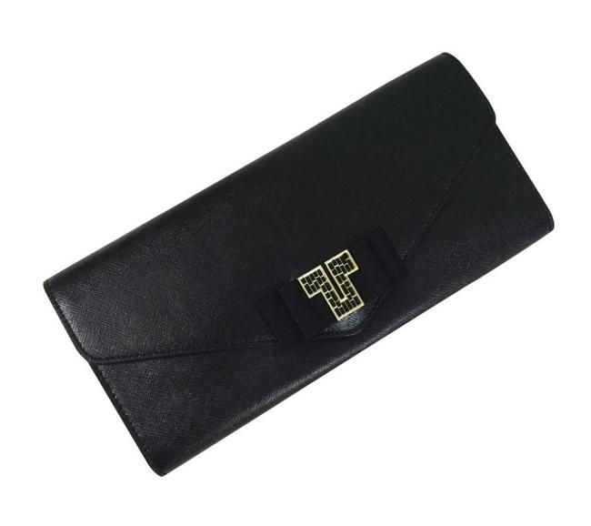 Tory Burch T Deco t Black Leather Clutch 