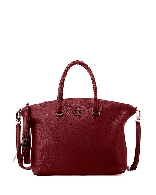 Tory Burch Taylor Slouchy Imperial Garnet Leather Satchel 