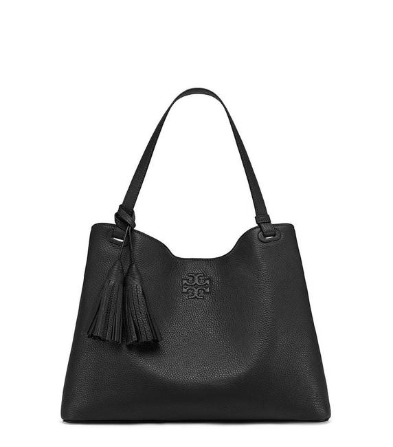 Tory Burch Thea Center Zip Black Leather Tote 