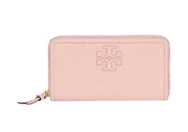 Tory Burch Thea Continental Zip Wallet Pink Calfskin Leather Cross Body Bag 