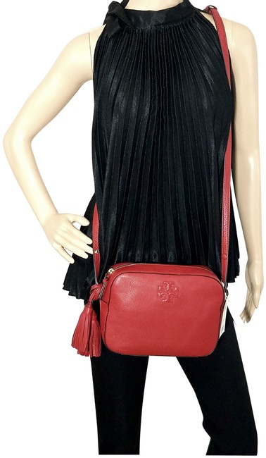 Tory Burch Thea Rust Red Leather Shoulder Bag 
